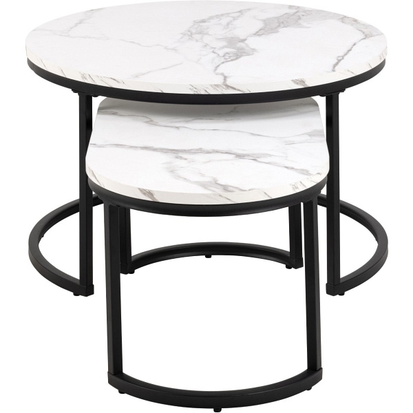 Zestaw stolików Spiro biały owalny - ACTONA